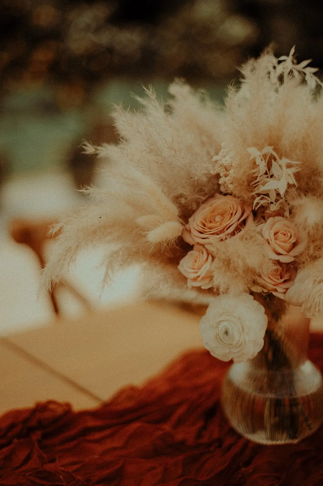 Petits bouquets bohème vintage – automne – pampa et fleurs séchées